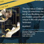 A quote banner that says, "The Marvelous Children of the Inang-Uri transforms the simple act of worldbuilding into a psychedelic geopolitical RPG, a unique in the role-playing game landscape. PLAYER.IT"